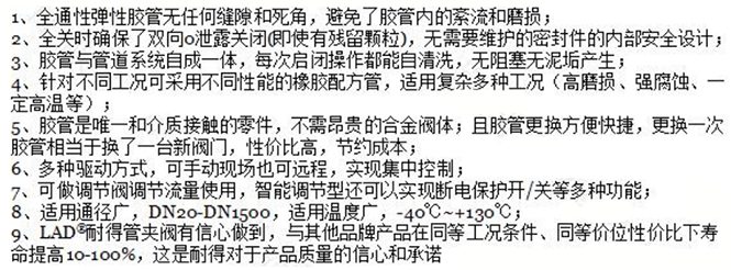帶手輪型氣缸式氣動管夾閥產(chǎn)品特點